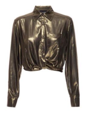 Le superbe metallic gold sunset tower tuck shirt